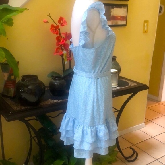 Lilkely Charlotte Ruffled Women’s Blue Belted Mini Dress Sz 12 NWT - Picture 10 of 16